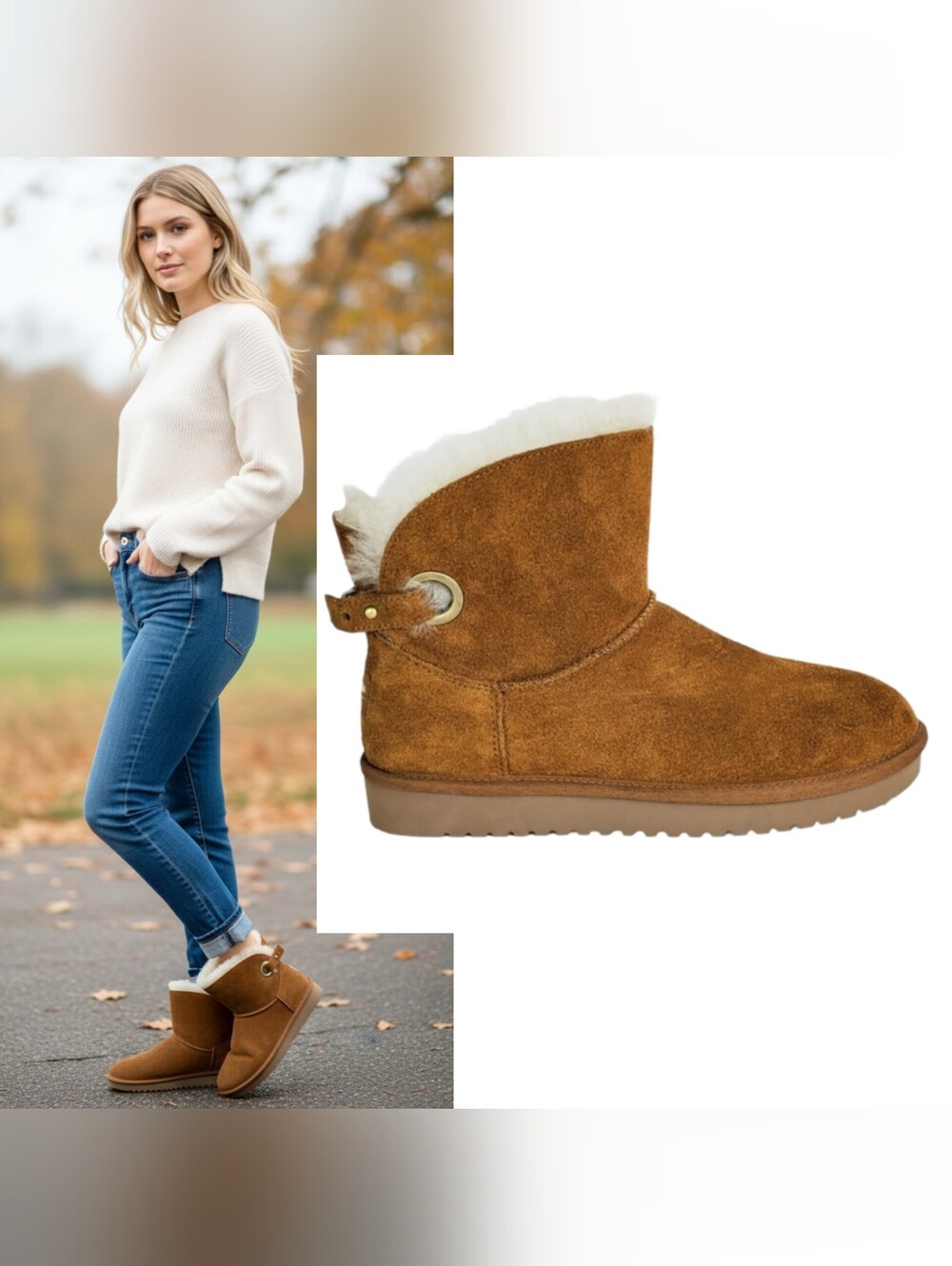 New koolaburra ugg remley mini winter boots suede faux fur slip on chestnut